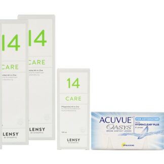 Acuvue Oasys for Astigmatism 4 x 6 Zwei-Wochenlinsen + Lensy Care 14 Halbjahres-Sparpaket