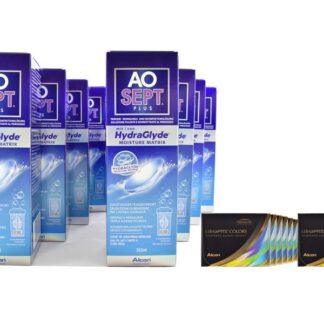 Air Optix Colors 12 x 2 farbige Monatslinsen + AoSept Plus HydraGlyde Jahres-Sparpaket