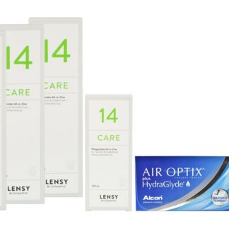 Air Optix plus HydraGlyde 2 x 6 Monatslinsen + Lensy Care 14 Halbjahres-Sparpaket