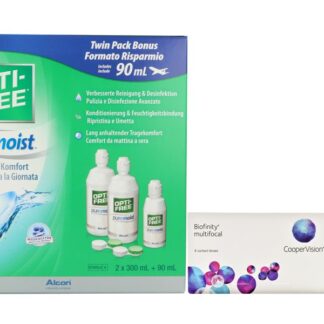 Biofinity multifocal 2 x 6 Monatslinsen + Opti Free Pure Moist Halbjahres-Sparpaket