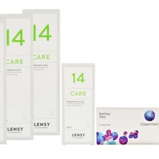 Biofinity toric 2 x 6 Monatslinsen + Lensy Care 14 Halbjahres-Sparpaket