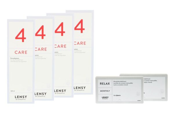 Lensy Monthly Relax Spheric 2 x 6 Monatslinsen + Lensy Care 4 Halbjahres-Sparpaket