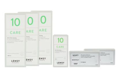 Lensy Monthly Soft Spheric 2 x 6 Monatslinsen + Lensy Care 10 Halbjahres-Sparpaket