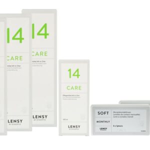 Lensy Monthly Soft Spheric 2 x 6 Monatslinsen + Lensy Care 14 Halbjahres-Sparpaket