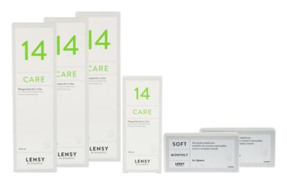 Lensy Monthly Soft Spheric 2 x 6 Monatslinsen + Lensy Care 14 Halbjahres-Sparpaket