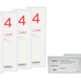 Lensy Monthly Soft Spheric 2 x 6 Monatslinsen + Lensy Care 4 Halbjahres-Sparpaket