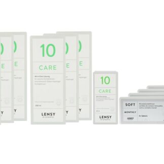 Lensy Monthly Soft Spheric 4 x 6 Monatslinsen + Lensy Care 10 Jahres-Sparpaket