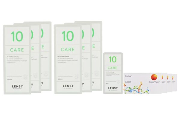 Proclear 4 x 6 Monatslinsen + Lensy Care 10 Jahres-Sparpaket