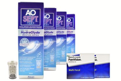 Pure Vision Multifocal 2 x 6 Monatslinsen + AoSept Plus HydraGlyde Halbjahres-Sparpaket